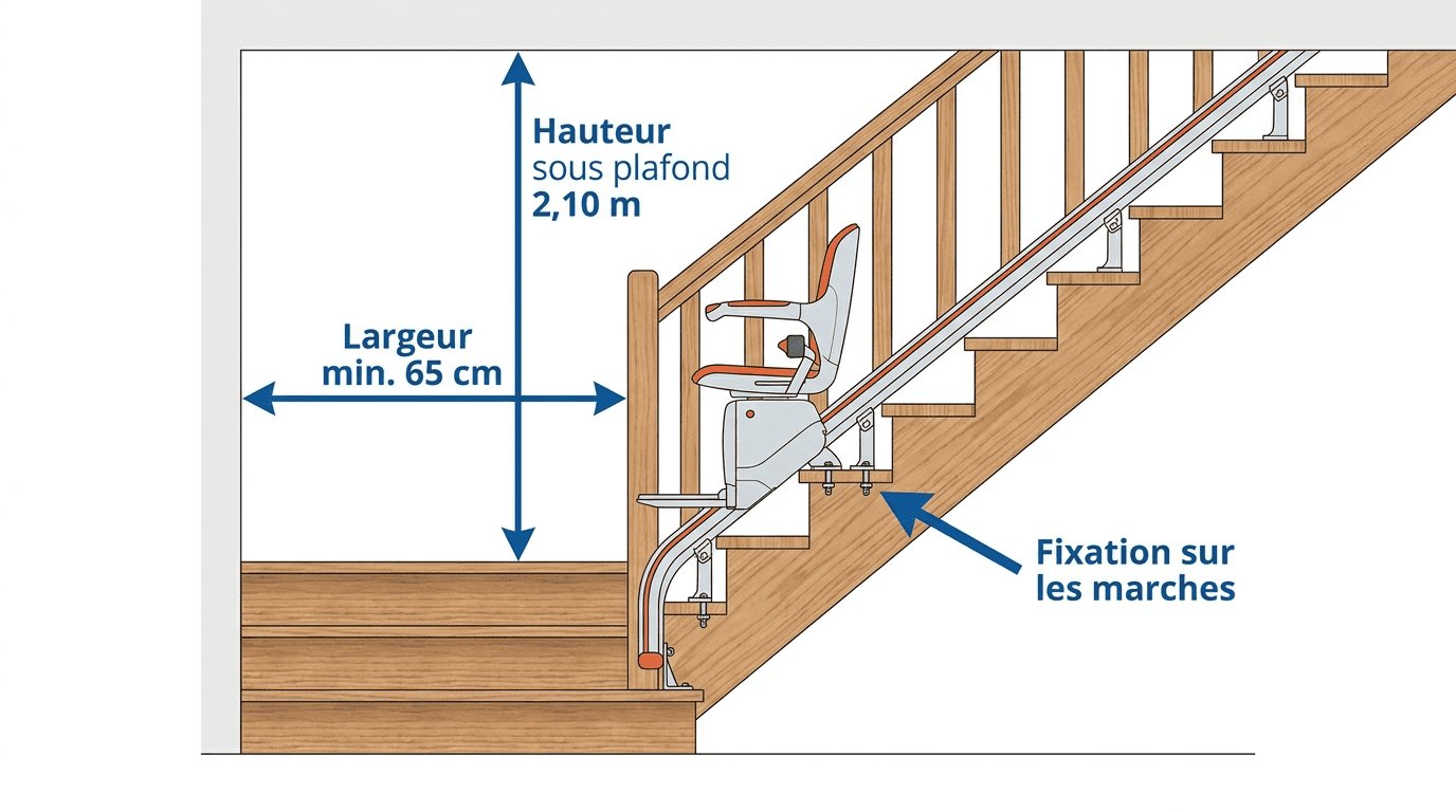 Dimensions et compatibilité d'un escalier pour un monte-escalier en Belgique